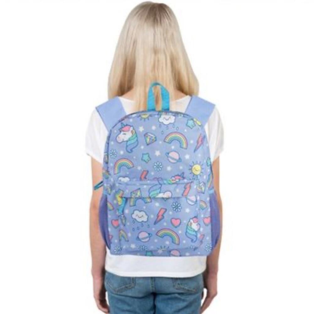 New CLUB LIBBY LU Lilac Unicorn Kids Backpack 16 inch Purple Mesh Side Pockets